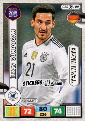 Sticker Ilkay Gündoğan - Road to 2018 FIFA World Cup Russia. Adrenalyn XL n. GER09 - Panini