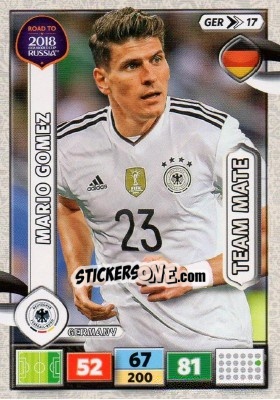 Sticker Mario Gomez - Road to 2018 FIFA World Cup Russia. Adrenalyn XL n. GER17 - Panini