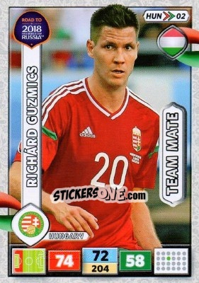 Sticker Richárd Guzmics - Road to 2018 FIFA World Cup Russia. Adrenalyn XL n. HUN02 - Panini