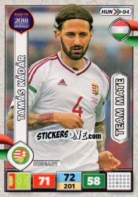 Sticker Tamás Kádár - Road to 2018 FIFA World Cup Russia. Adrenalyn XL n. HUN04 - Panini
