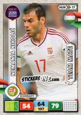 Sticker Nemanja Nikolic - Road to 2018 FIFA World Cup Russia. Adrenalyn XL n. HUN17 - Panini