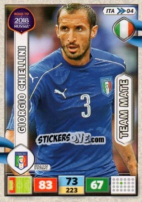 Sticker Giorgio Chiellini - Road to 2018 FIFA World Cup Russia. Adrenalyn XL n. ITA04 - Panini