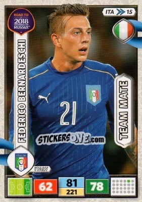 Sticker Federico Bernardeschi - Road to 2018 FIFA World Cup Russia. Adrenalyn XL n. ITA15 - Panini