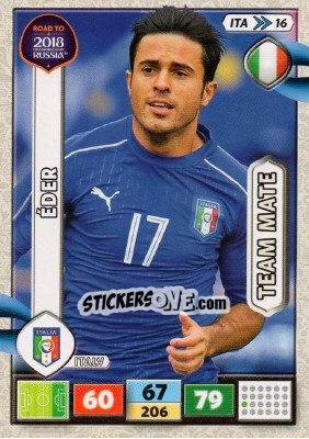 Sticker Éder - Road to 2018 FIFA World Cup Russia. Adrenalyn XL n. ITA16 - Panini