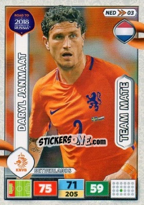 Sticker Daryl Janmaat - Road to 2018 FIFA World Cup Russia. Adrenalyn XL n. NED03 - Panini