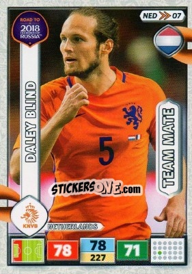 Sticker Daley Blind - Road to 2018 FIFA World Cup Russia. Adrenalyn XL n. NED07 - Panini