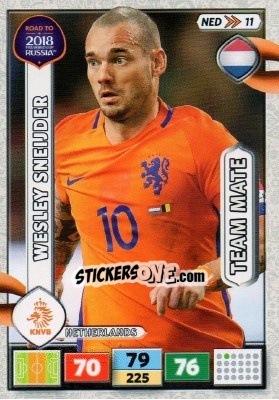 Sticker Wesley Sneijder - Road to 2018 FIFA World Cup Russia. Adrenalyn XL n. NED11 - Panini