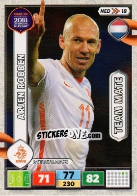 Sticker Arjen Robben - Road to 2018 FIFA World Cup Russia. Adrenalyn XL n. NED18 - Panini
