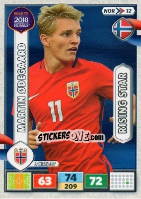 Sticker Martin Odegaard - Road to 2018 FIFA World Cup Russia. Adrenalyn XL n. NOR12 - Panini