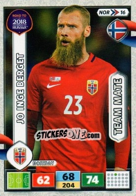 Cromo Jo Inge Berget - Road to 2018 FIFA World Cup Russia. Adrenalyn XL n. NOR16 - Panini