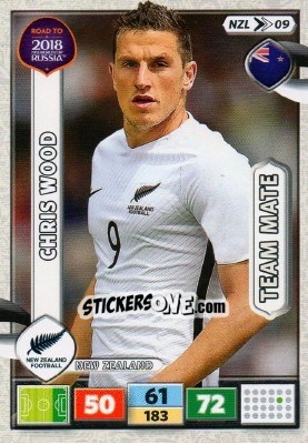 Sticker Chris Wood - Road to 2018 FIFA World Cup Russia. Adrenalyn XL n. NZL09 - Panini