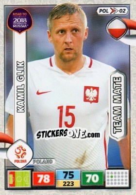 Figurina Kamil Glik - Road to 2018 FIFA World Cup Russia. Adrenalyn XL - Panini