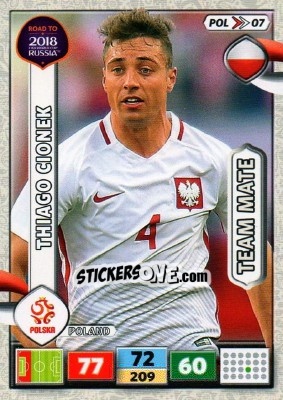 Sticker Thiago Cionek - Road to 2018 FIFA World Cup Russia. Adrenalyn XL n. POL07 - Panini