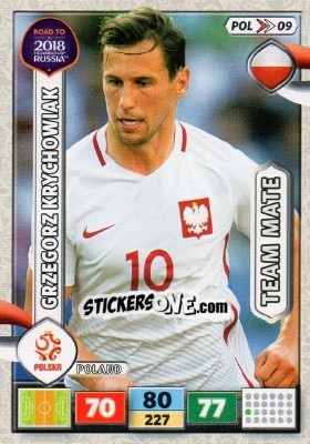 Sticker Grzegorz Krychowiak - Road to 2018 FIFA World Cup Russia. Adrenalyn XL n. POL09 - Panini