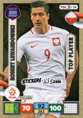 Sticker Robert Lewandowski - Road to 2018 FIFA World Cup Russia. Adrenalyn XL n. POL14 - Panini