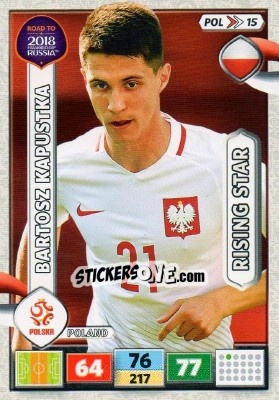 Sticker Bartosz Kapustka - Road to 2018 FIFA World Cup Russia. Adrenalyn XL n. POL15 - Panini