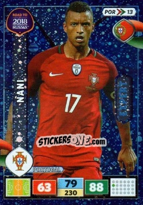 Sticker Nani - Road to 2018 FIFA World Cup Russia. Adrenalyn XL n. POR13 - Panini