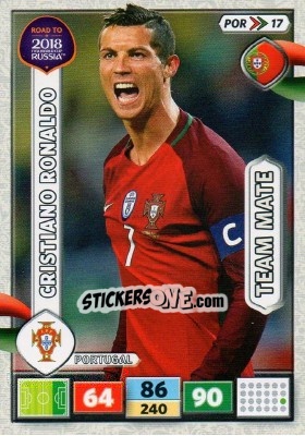 Sticker Cristiano Ronaldo - Road to 2018 FIFA World Cup Russia. Adrenalyn XL n. POR17 - Panini