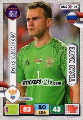 Sticker Igor Akinfeev - Road to 2018 FIFA World Cup Russia. Adrenalyn XL n. RUS01 - Panini