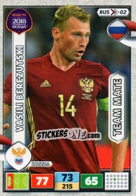 Sticker Vasili Berezutski - Road to 2018 FIFA World Cup Russia. Adrenalyn XL n. RUS02 - Panini