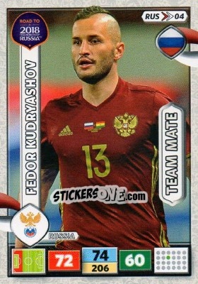 Sticker Fedor Kudryashov - Road to 2018 FIFA World Cup Russia. Adrenalyn XL n. RUS04 - Panini