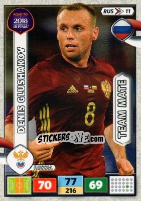 Sticker Denis Glushakov - Road to 2018 FIFA World Cup Russia. Adrenalyn XL n. RUS11 - Panini