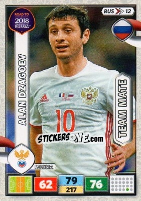 Sticker Alan Dzagoev - Road to 2018 FIFA World Cup Russia. Adrenalyn XL n. RUS12 - Panini