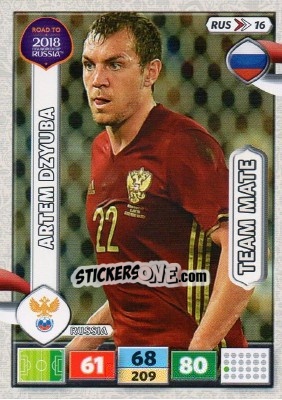 Sticker Artem Dzyuba - Road to 2018 FIFA World Cup Russia. Adrenalyn XL n. RUS16 - Panini