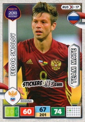 Sticker Fedor Smolov - Road to 2018 FIFA World Cup Russia. Adrenalyn XL n. RUS17 - Panini