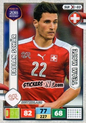 Sticker Fabian Schär - Road to 2018 FIFA World Cup Russia. Adrenalyn XL n. SUI03 - Panini