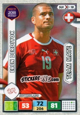 Sticker Eren Derdiyok - Road to 2018 FIFA World Cup Russia. Adrenalyn XL n. SUI18 - Panini