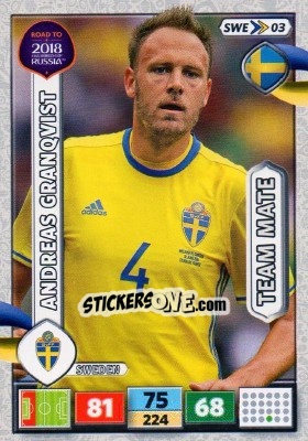 Sticker Andreas Granqvist - Road to 2018 FIFA World Cup Russia. Adrenalyn XL n. SWE03 - Panini