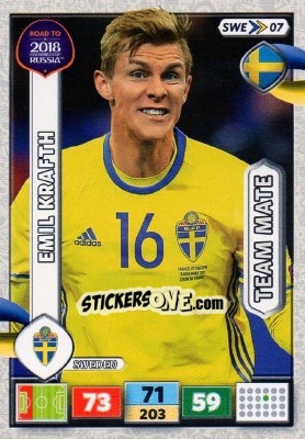 Sticker Emil Krafth - Road to 2018 FIFA World Cup Russia. Adrenalyn XL n. SWE07 - Panini