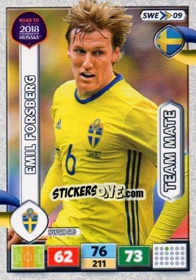 Sticker Emil Forsberg - Road to 2018 FIFA World Cup Russia. Adrenalyn XL n. SWE09 - Panini