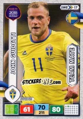 Sticker John Guidetti - Road to 2018 FIFA World Cup Russia. Adrenalyn XL n. SWE17 - Panini