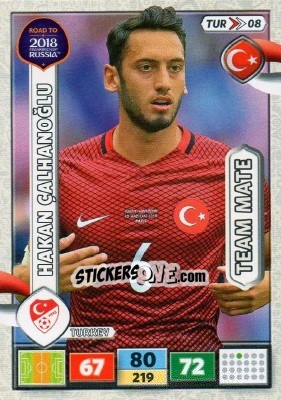 Sticker Hakan Çalhanoğlu - Road to 2018 FIFA World Cup Russia. Adrenalyn XL n. TUR08 - Panini