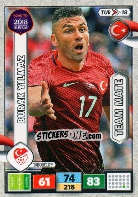 Sticker Burak Yilmaz - Road to 2018 FIFA World Cup Russia. Adrenalyn XL n. TUR18 - Panini