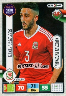 Sticker Neil Taylor - Road to 2018 FIFA World Cup Russia. Adrenalyn XL n. WAL07 - Panini