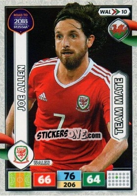 Sticker Joe Allen - Road to 2018 FIFA World Cup Russia. Adrenalyn XL n. WAL10 - Panini