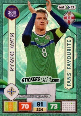 Sticker Steven Davis - Road to 2018 FIFA World Cup Russia. Adrenalyn XL n. NIR13 - Panini