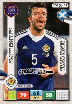 Sticker Grant Hanley - Road to 2018 FIFA World Cup Russia. Adrenalyn XL n. SCO07 - Panini