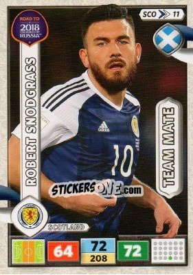 Sticker Robert Snodgrass - Road to 2018 FIFA World Cup Russia. Adrenalyn XL n. SCO11 - Panini
