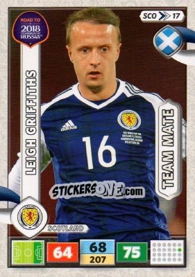 Sticker Leigh Griffiths - Road to 2018 FIFA World Cup Russia. Adrenalyn XL n. SCO17 - Panini