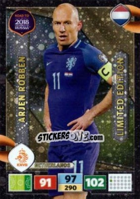 Sticker Arjen Robben - Road to 2018 FIFA World Cup Russia. Adrenalyn XL n. LE-AR - Panini