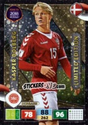 Sticker Kasper Dolberg - Road to 2018 FIFA World Cup Russia. Adrenalyn XL n. LE-KDO - Panini