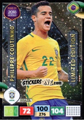 Sticker Philippe Coutinho - Road to 2018 FIFA World Cup Russia. Adrenalyn XL n. LE-PC - Panini