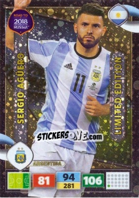Sticker Sergio Agüero - Road to 2018 FIFA World Cup Russia. Adrenalyn XL n. LE-SA - Panini
