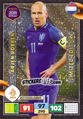 Sticker Arjen Robben - Road to 2018 FIFA World Cup Russia. Adrenalyn XL n. XXL-AR - Panini