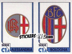 Figurina Scudetto Alessandria / Scudetto Bologna - Italy Tutto Calcio 1993-1994 - Sl