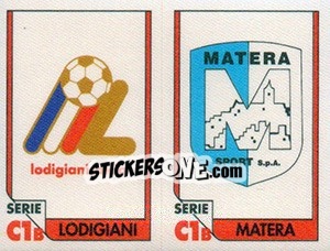 Cromo Scudetto Lodigiani / Scudetto Matera - Italy Tutto Calcio 1993-1994 - Sl